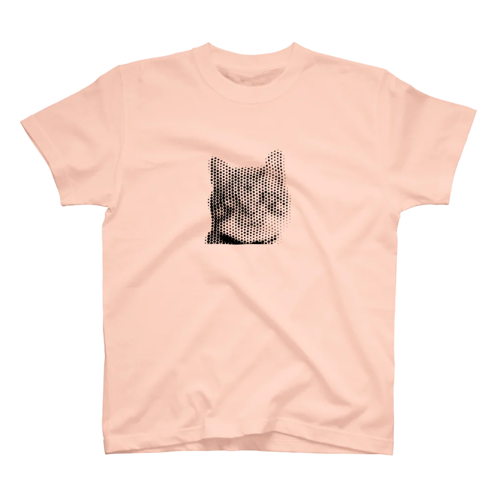 壁かべSHOP・SUZURI店のひょっこり猫さんハーフトーン スタンダードTシャツ