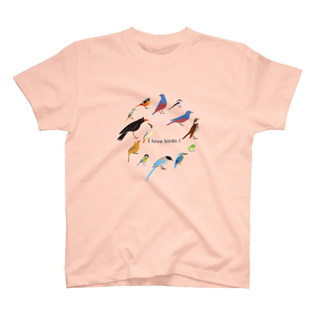 エダマメトイチ雑貨店のI love birds A 大 スタンダードTシャツ