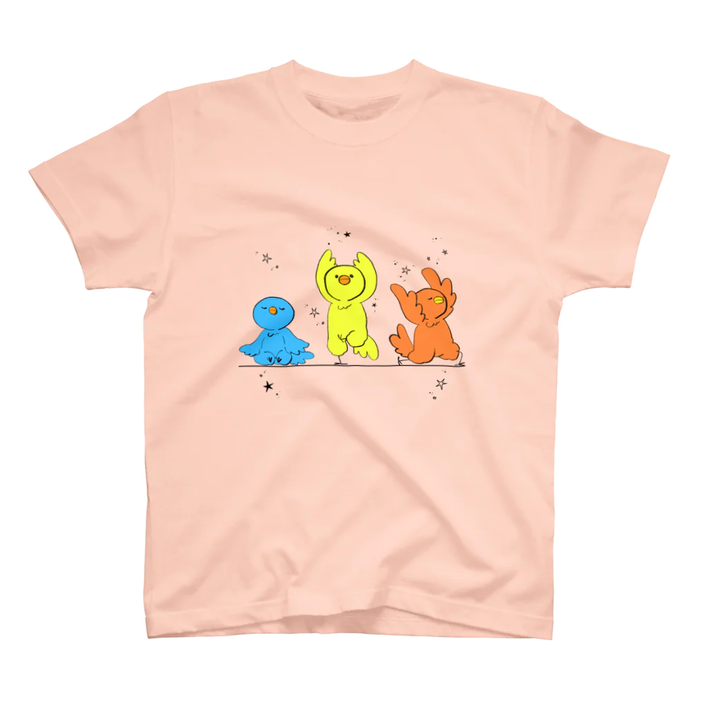 Poulet(miya)のヨガをしている鳥さん スタンダードTシャツ