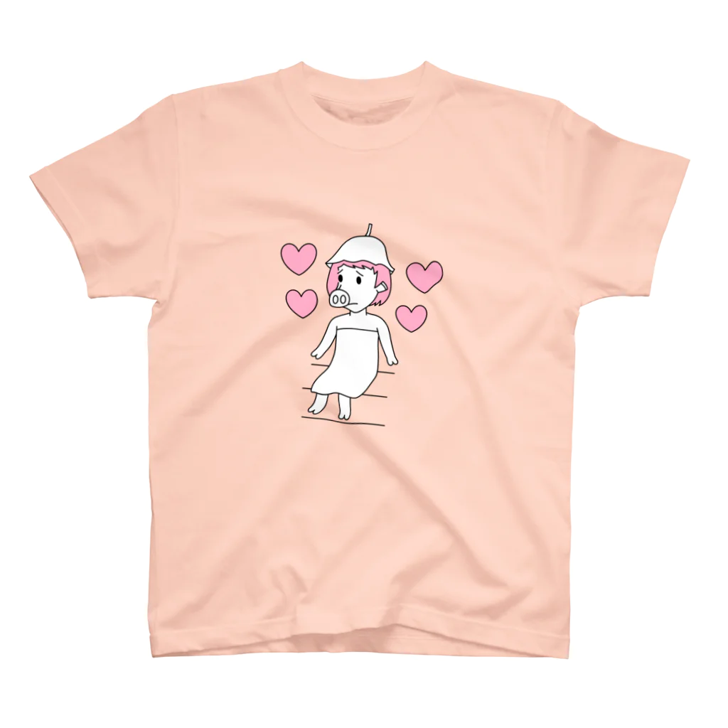 豚人イラストのパンダ武島のサウナピッグガール スタンダードTシャツ