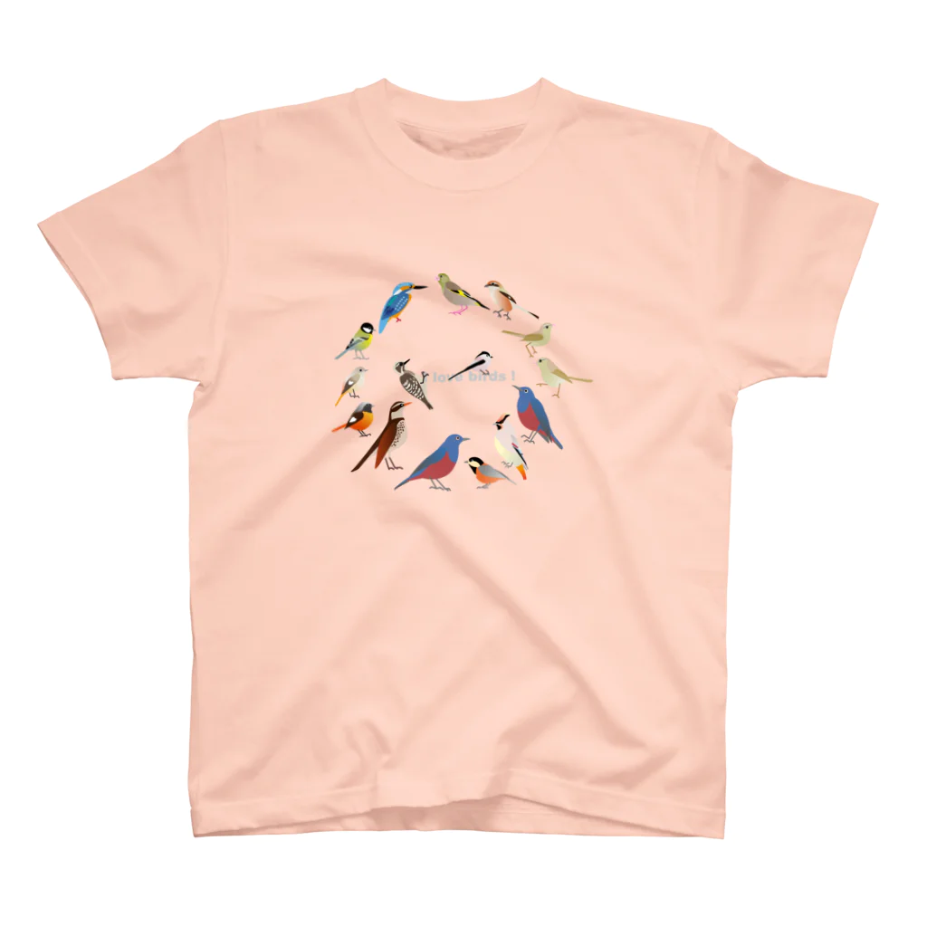 エダマメトイチ雑貨店のI love birds F 大 スタンダードTシャツ