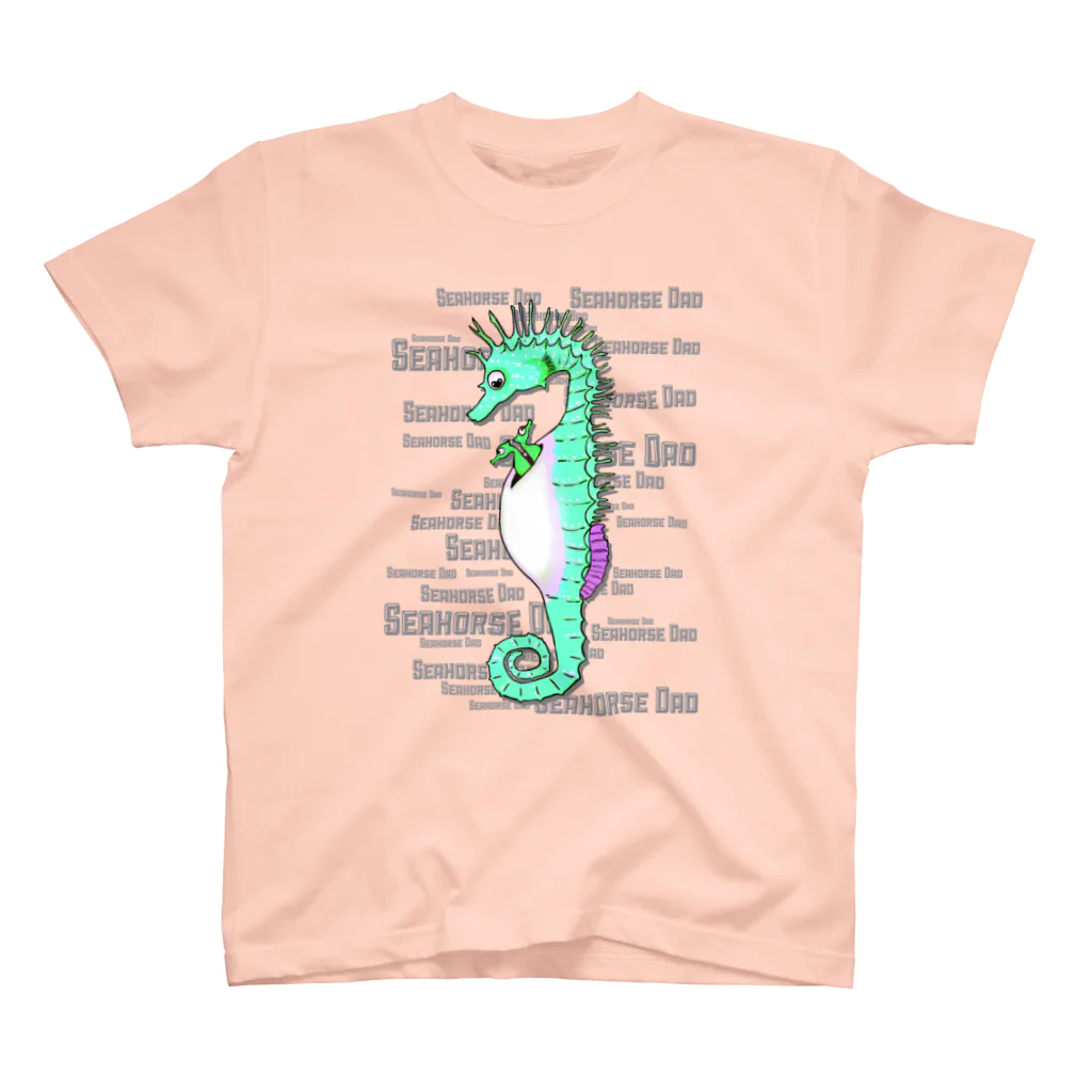 LalaHangeulのSeahorse Dad グリーン スタンダードTシャツ