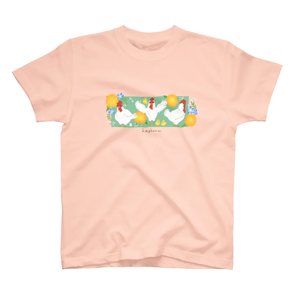 poniponiの賑やかな鶏(白色レグホーン種) スタンダードTシャツ