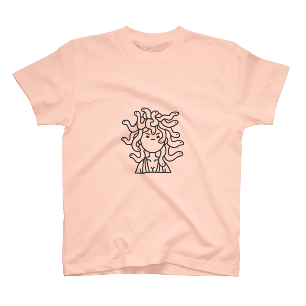 Ikarus ギリシャ神話の芸術のメデューサかわいい顔ヘビハロウィーン スタンダードTシャツ