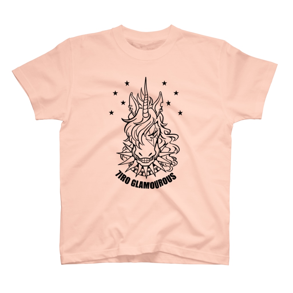 7IRO GLAMOUROUSのノエル・デストロイ・クラッシャー線画Tシャツ淡色 Regular Fit T-Shirt