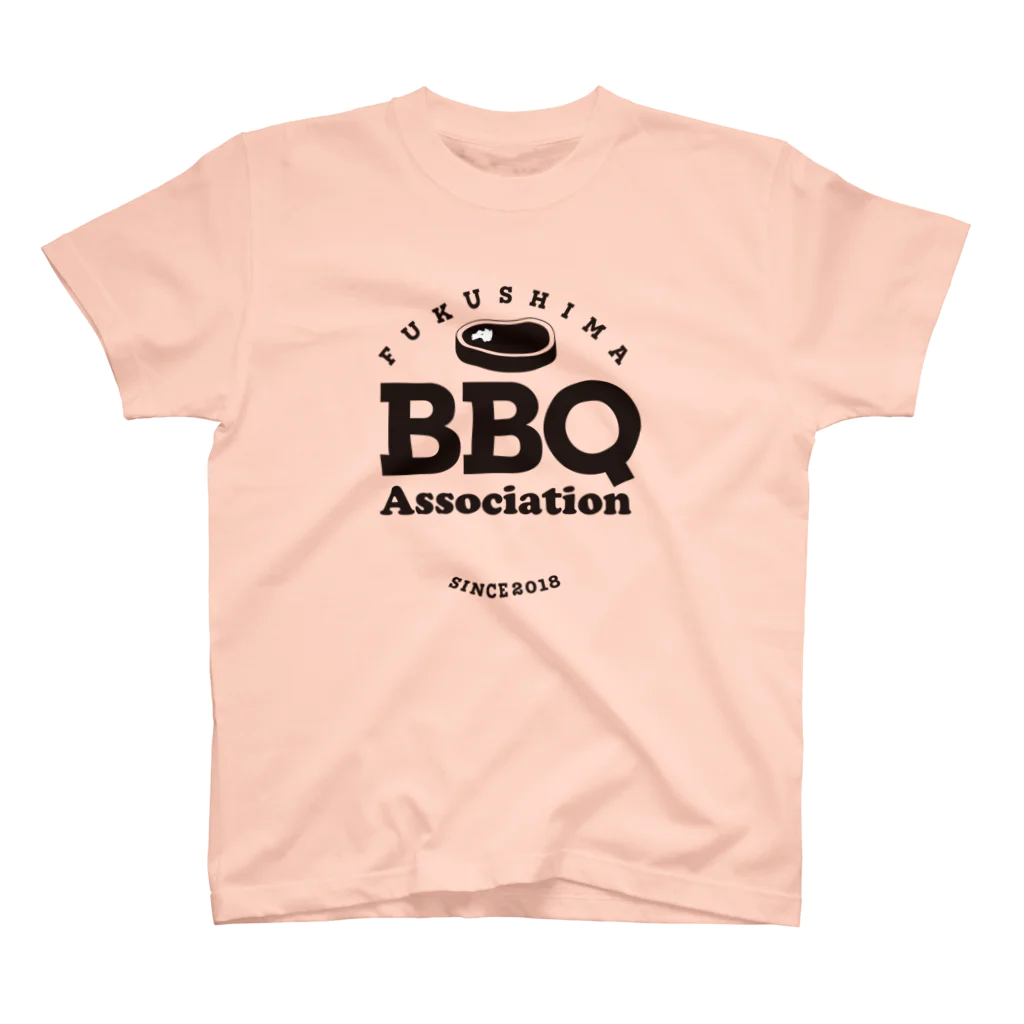 福島バーベキュー協会SHOPの福島BBQ協会Circleロゴ黒文字 スタンダードTシャツ