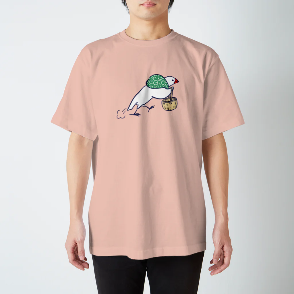 ふろしき文鳥のお店のお買い物にむかうふろしき文鳥 スタンダードTシャツ