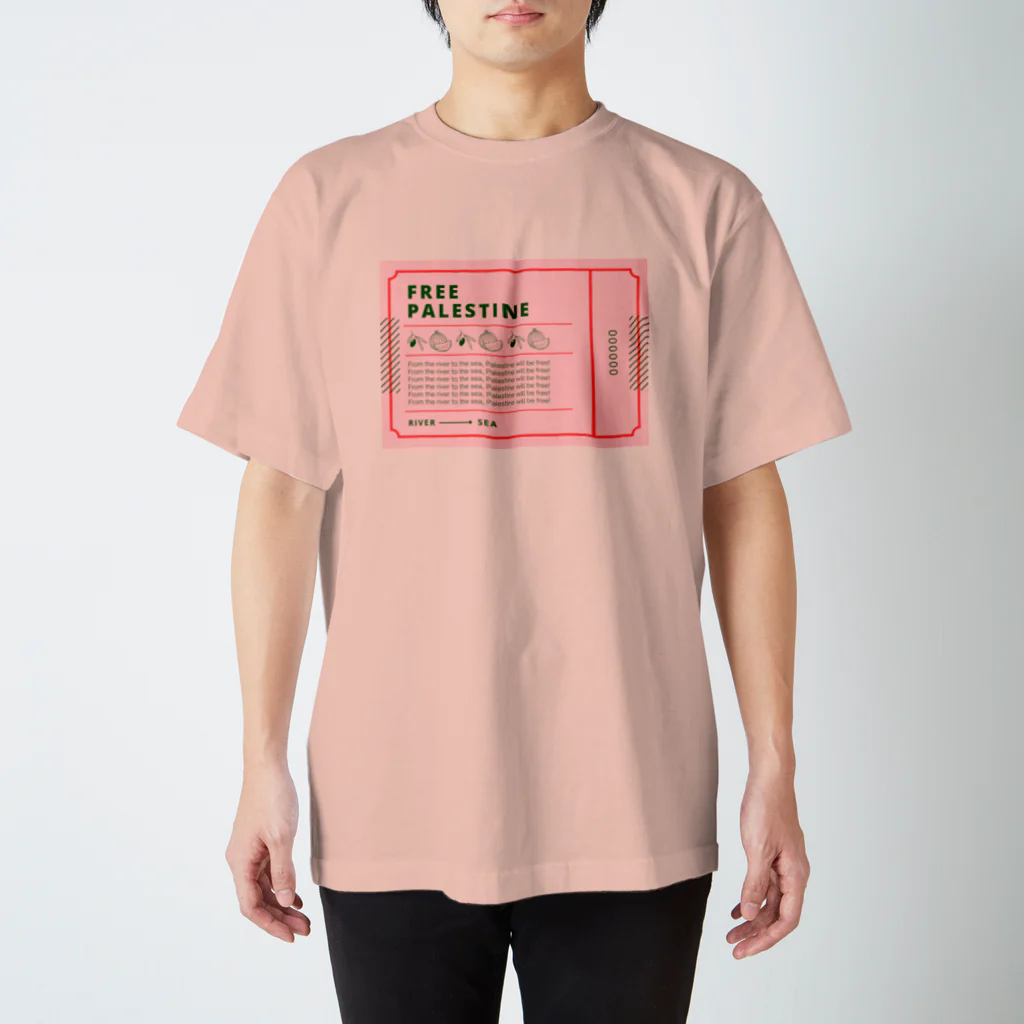 Tokyo feminist galのFREE PALESTINE ticket pink スタンダードTシャツ