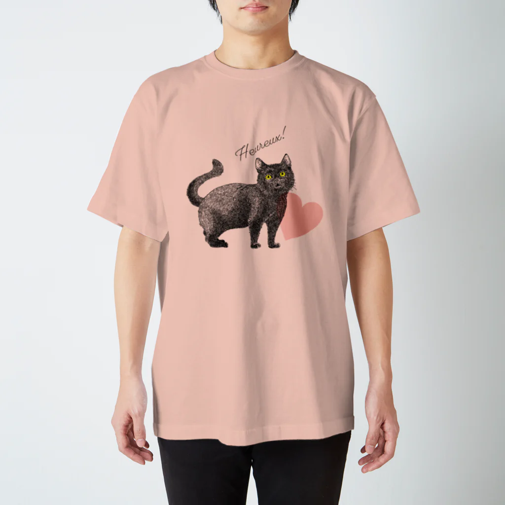 nemunoki paper itemの幸せの黒猫 スタンダードTシャツ