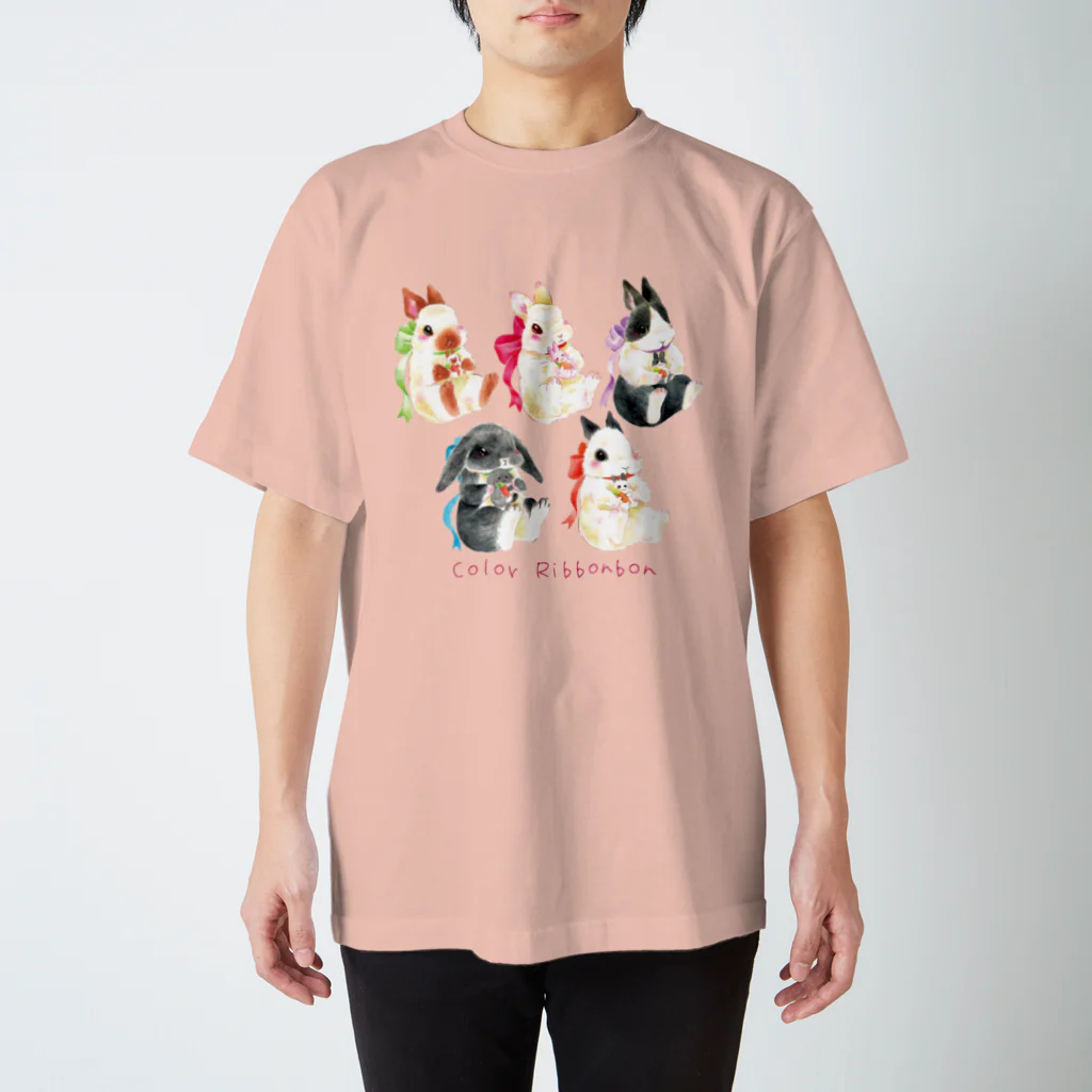 しず華＊(カラー･リボンボン)のぬいぐるみぎゅっ　うさぎシリーズ スタンダードTシャツ