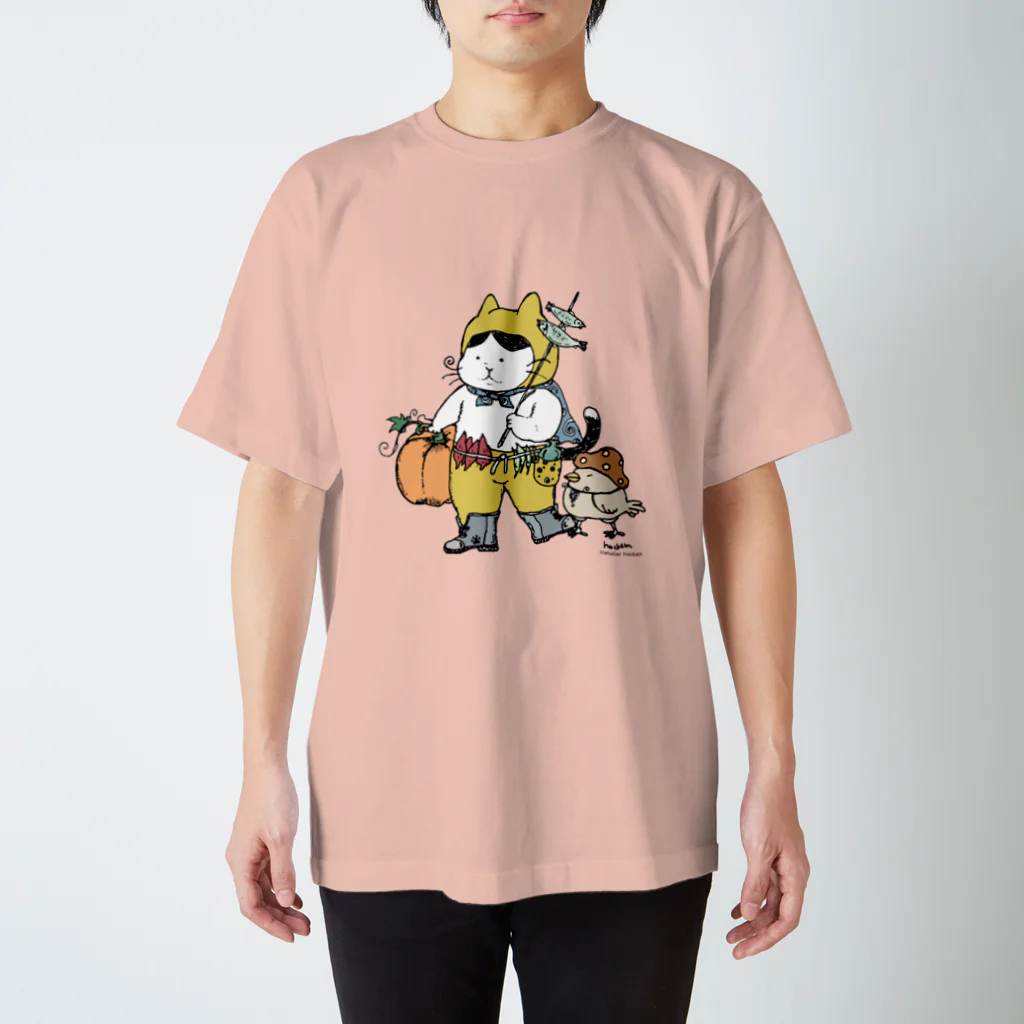 ほっかむねこ屋（アトリエほっかむ）の実りの秋ねこ（きのこねこ続編） スタンダードTシャツ