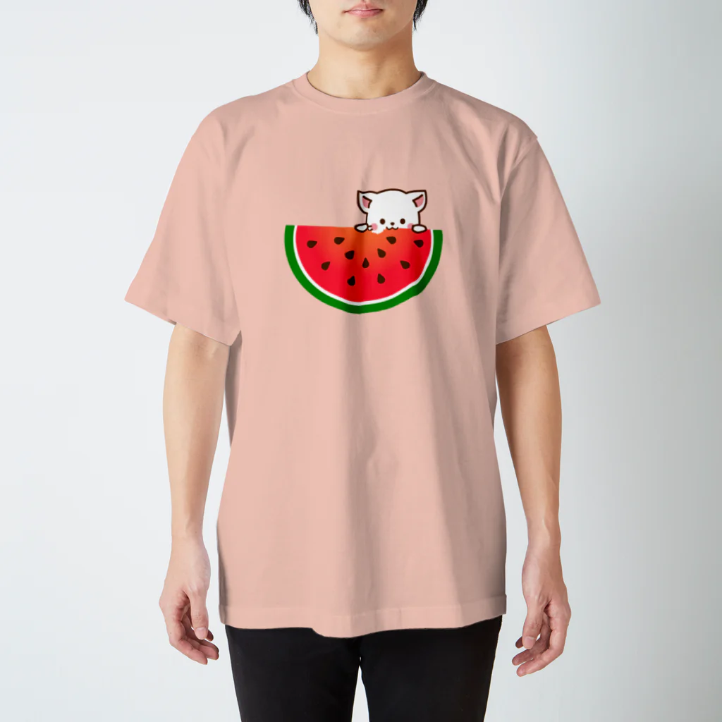 Haruna shopのしろねこ♡スイカ ver Regular Fit T-Shirt