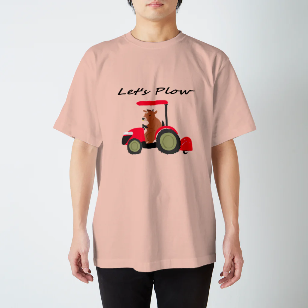 PoccaBocca–すかまるのおみせ–のトラクターと牛さん Regular Fit T-Shirt