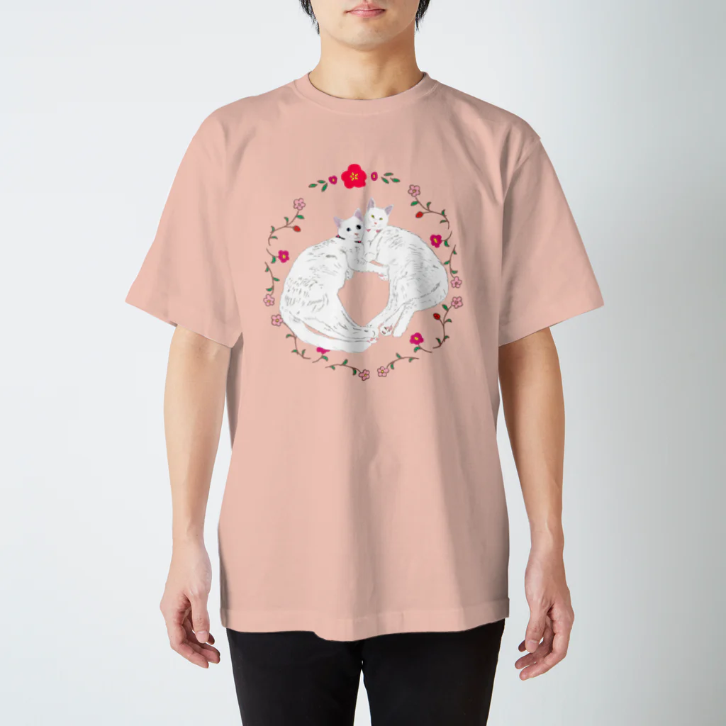 小鳥と映画館の碧&琥珀 フラワー枠 スタンダードTシャツ