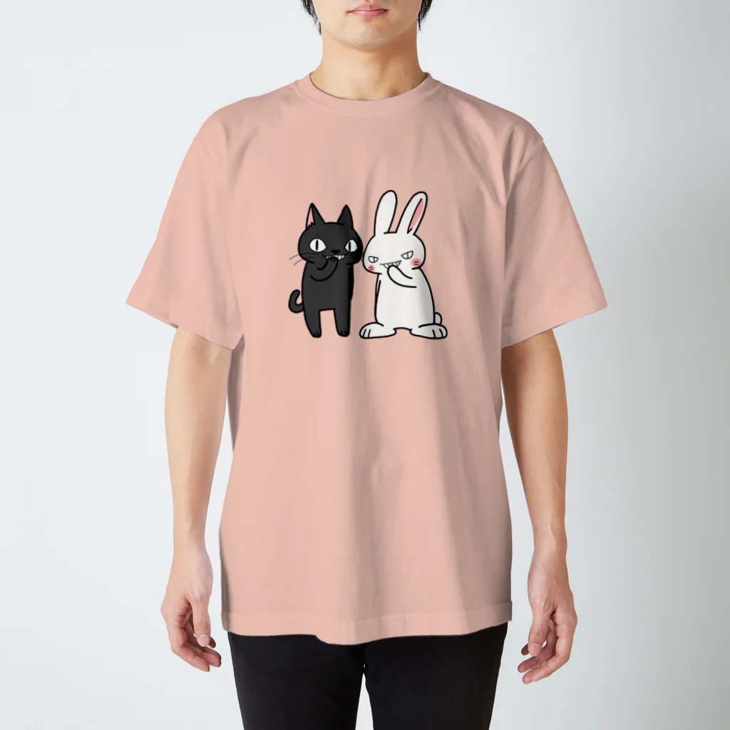 シシシFRIENDSのシシシうさぎ&シシシくろねこ スタンダードTシャツ