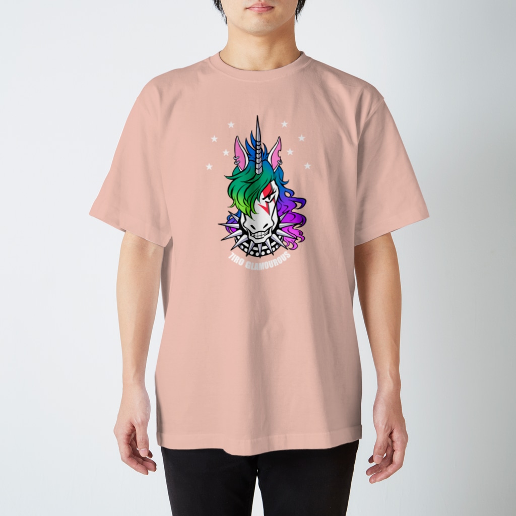 7IRO GLAMOUROUSのノエル・デストロイ・クラッシャーTシャツ☆白文字 Regular Fit T-Shirt