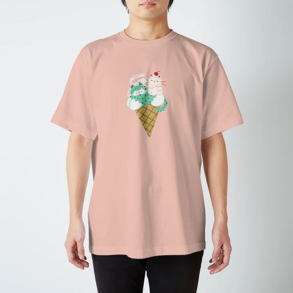 NEKOGASUKINAHITO-ねこがすきなひと-のアイスクリームなねこ スタンダードTシャツ