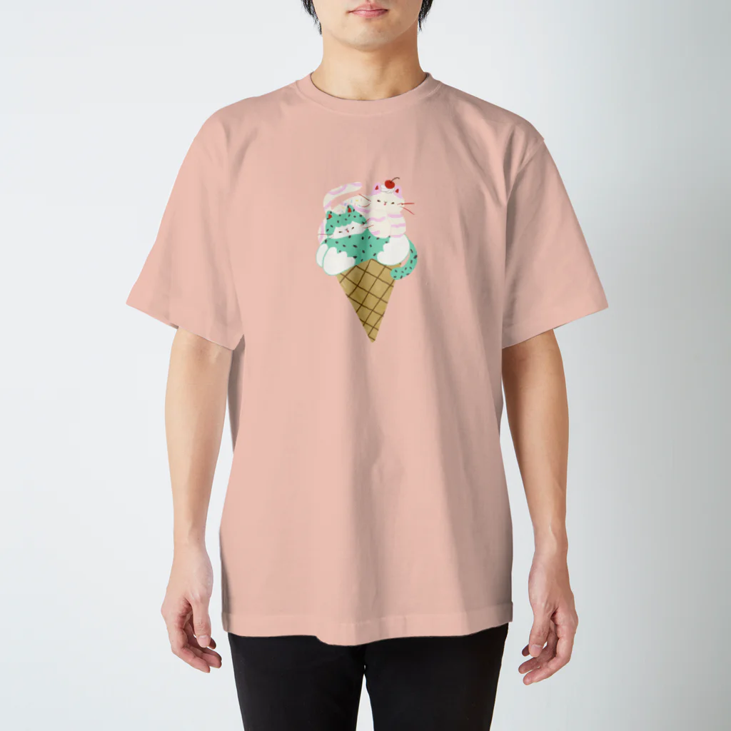 NEKOGASUKINAHITO-ねこがすきなひと-のアイスクリームなねこ Regular Fit T-Shirt