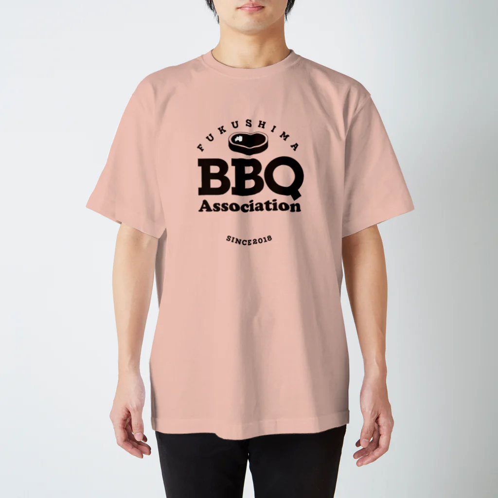 福島バーベキュー協会SHOPの福島BBQ協会Circleロゴ黒文字 スタンダードTシャツ