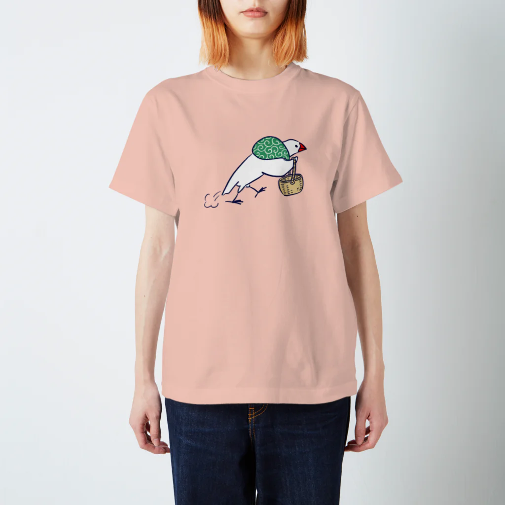 ふろしき文鳥のお店のお買い物にむかうふろしき文鳥 スタンダードTシャツ