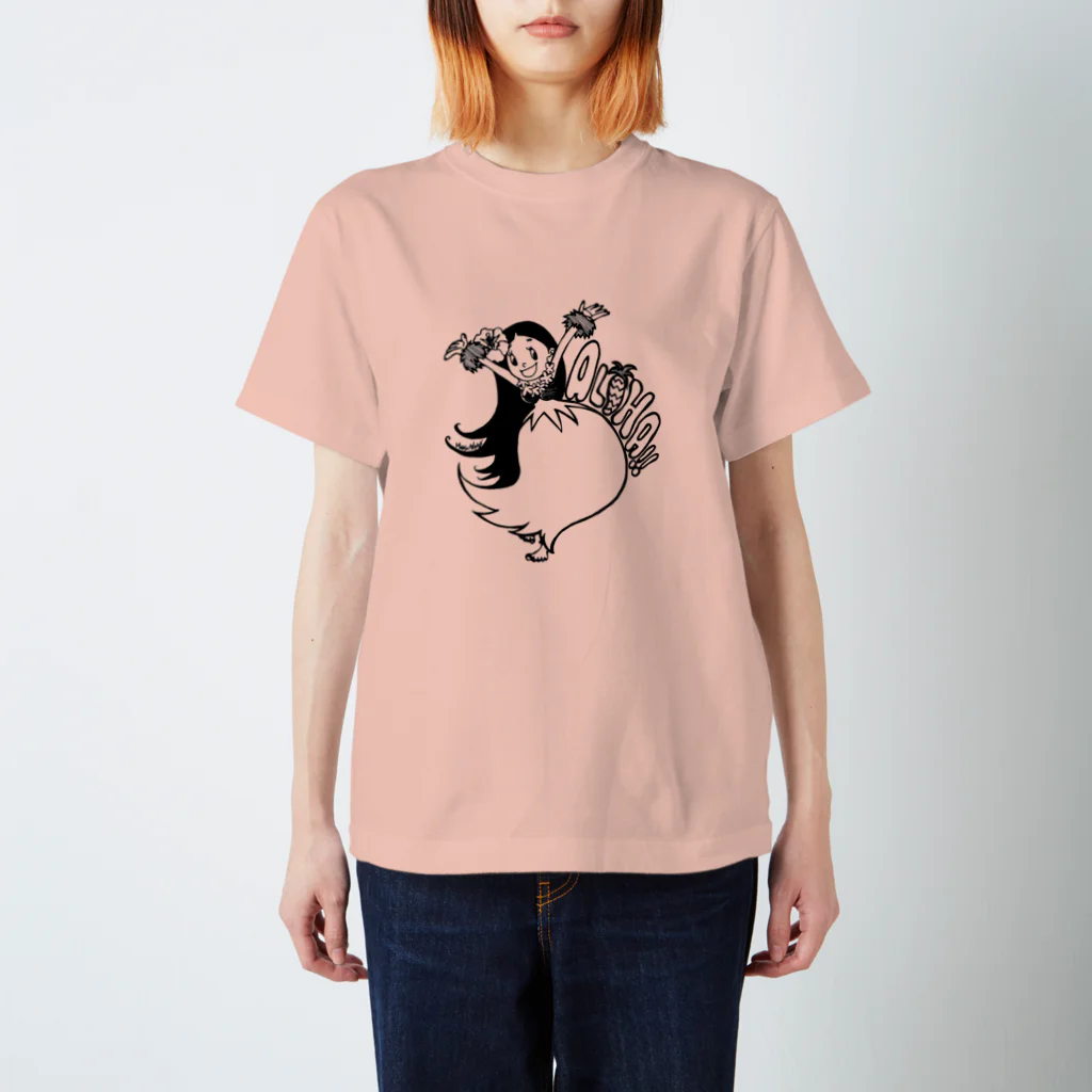 アヲイロザッカテンbyマユミーヌのフラガールAloha(黒Line) Regular Fit T-Shirt