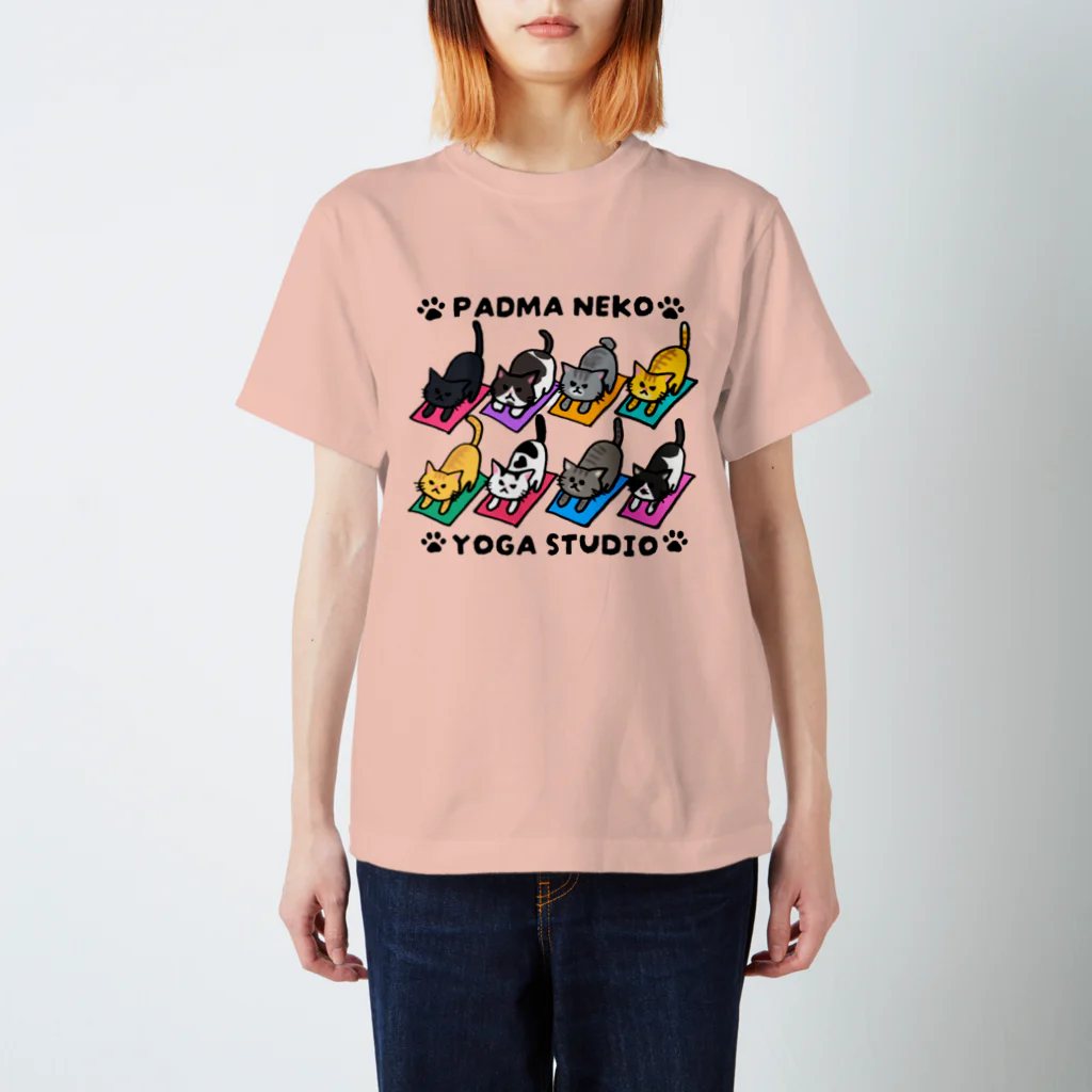 パドマネコヨガスタジオの雑貨屋さんのパドマネコの猫のポーズ スタンダードTシャツ