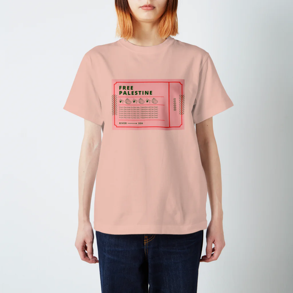 Tokyo feminist galのFREE PALESTINE ticket pink Regular Fit T-Shirt