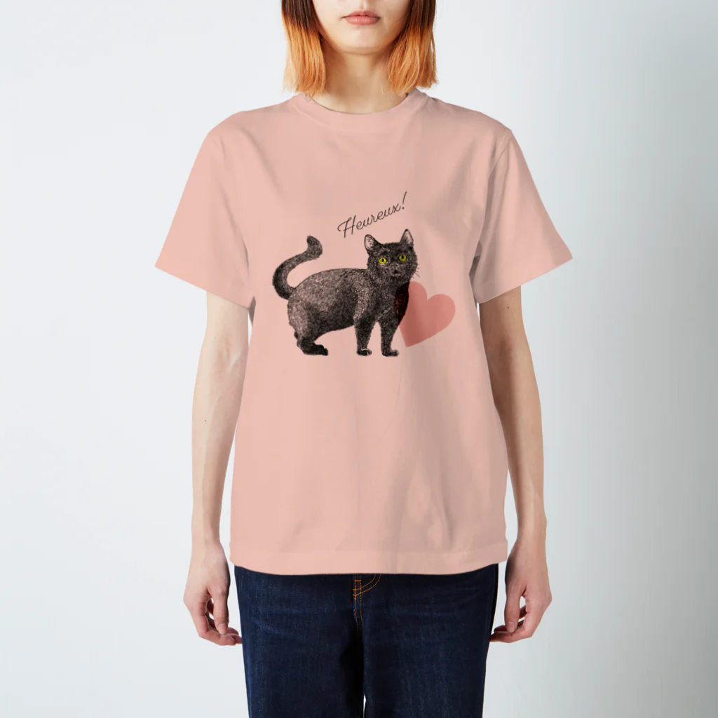 nemunoki paper itemの幸せの黒猫 スタンダードTシャツ