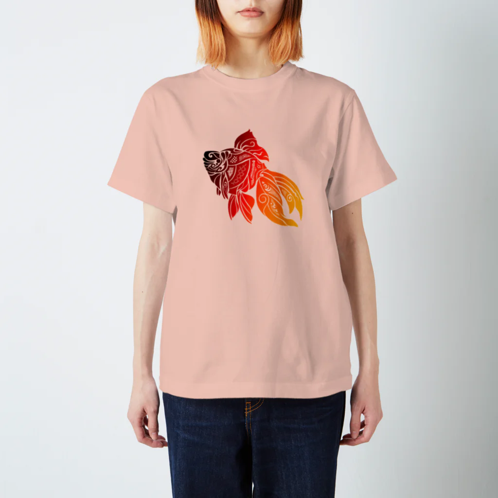 トライバル工房GanzNoteのトライバル金魚 スタンダードTシャツ