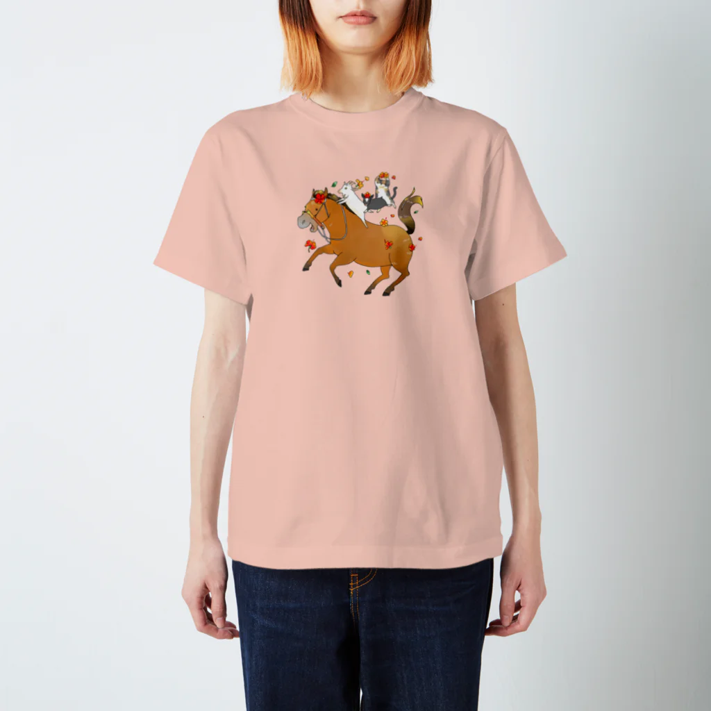 poniponiの楽しそうな馬ヤギ猫！ Regular Fit T-Shirt