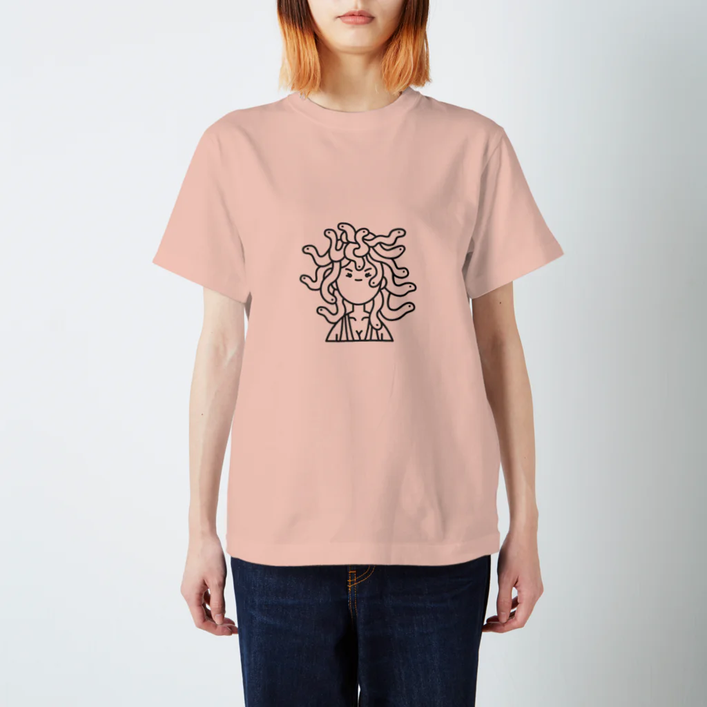 Ikarus ギリシャ神話の芸術のメデューサかわいい顔ヘビハロウィーン Regular Fit T-Shirt