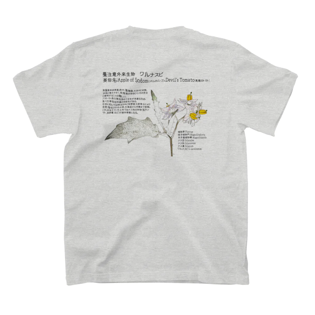 植物の絵師「洋子」の店の要注意外来生物_ワルナスビ Regular Fit T-Shirtの裏面