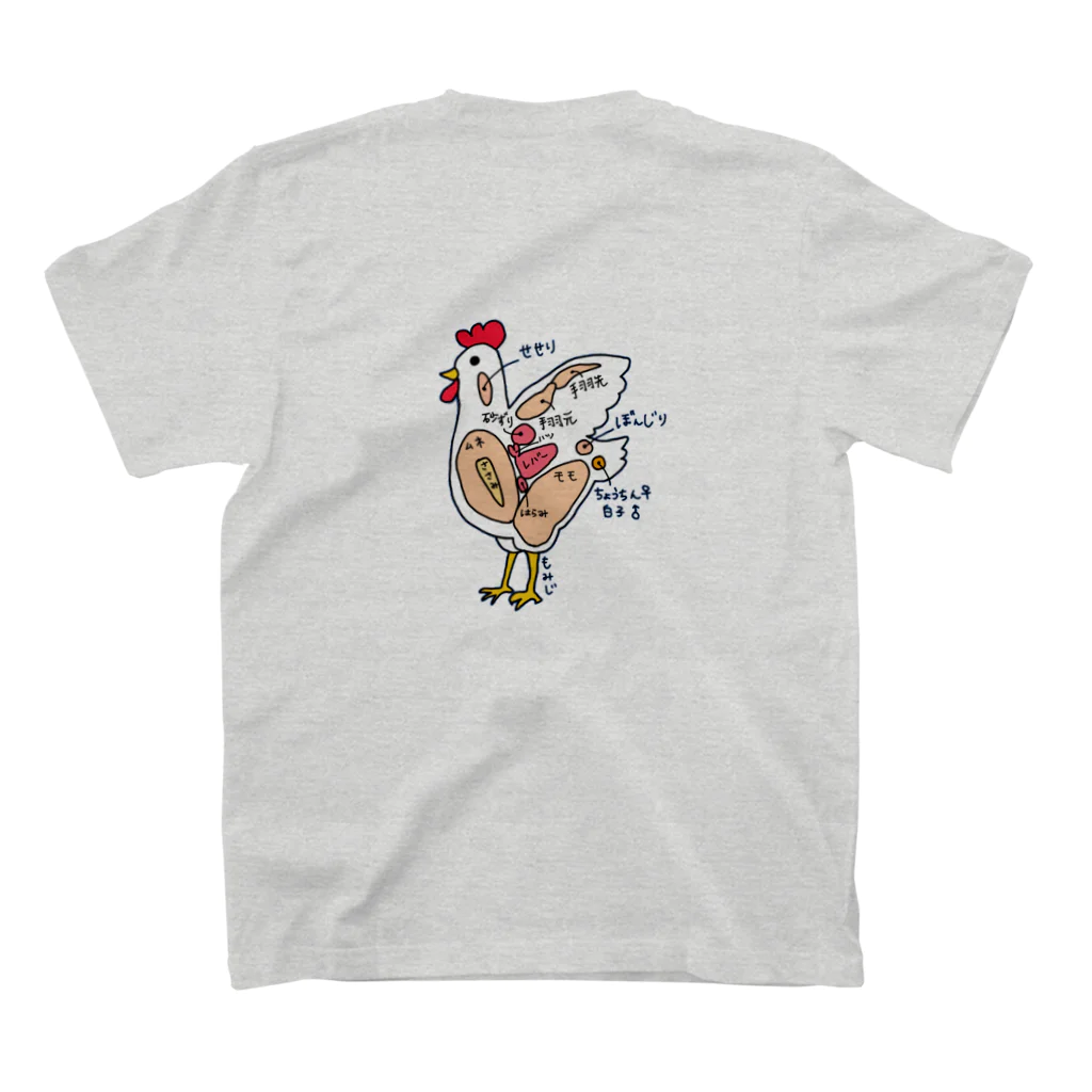 farm buffoのふぁーむbuffoロゴ＋鶏部位イラスト Regular Fit T-Shirtの裏面