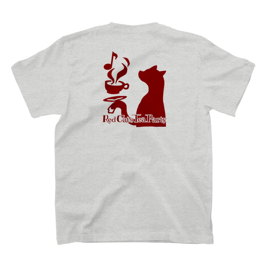 赤猫茶会制作所の赤猫茶会ロゴ Regular Fit T-Shirtの裏面