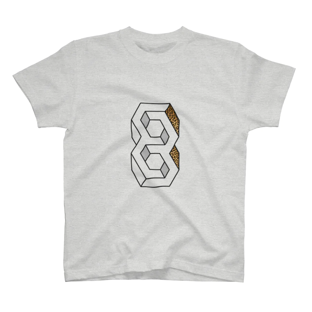 D-MALIBUの幾何学的錯視デザインにヒョウ柄を添えて スタンダードTシャツ