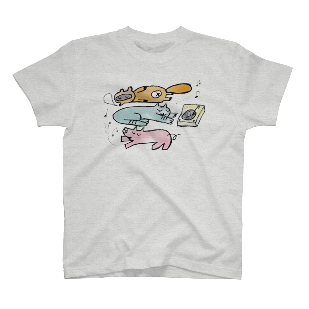 haneponのひるねこぶたぬき スタンダードTシャツ