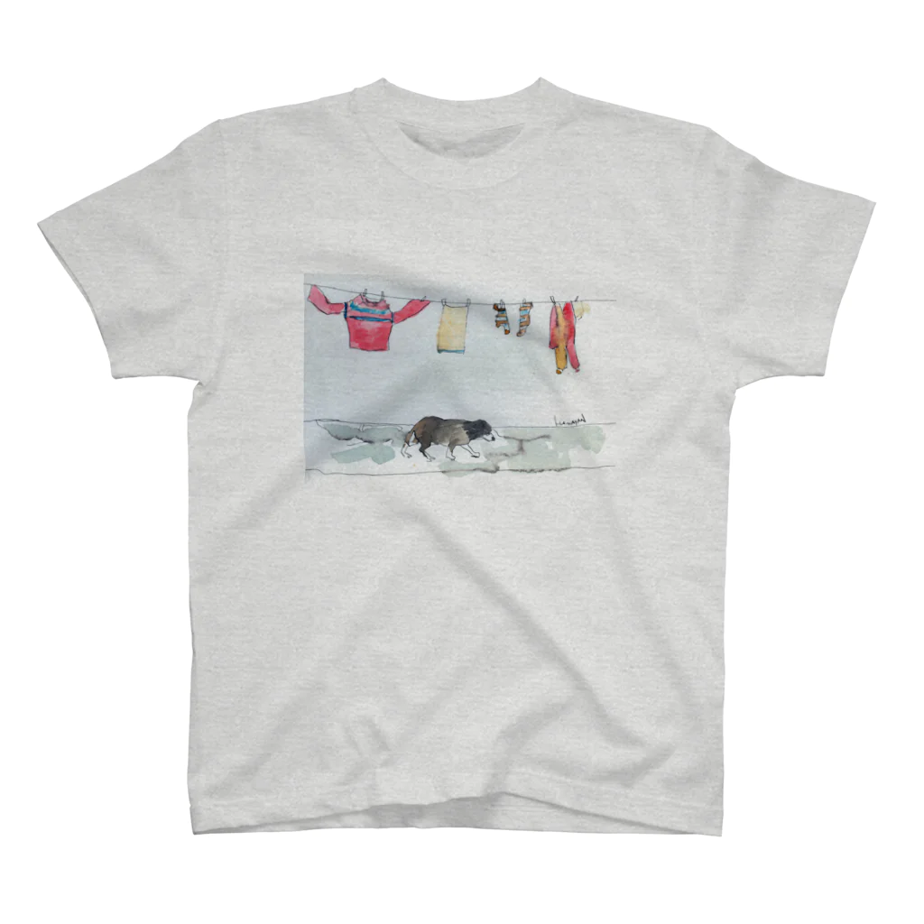 O'HAMAYAN「御濵屋庵」の犬と洗濯物 スタンダードTシャツ