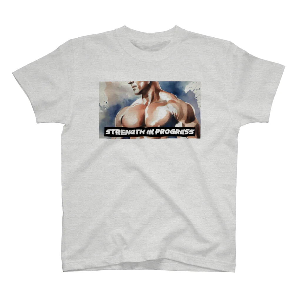 BULKUP MONSTERのマッチョ専用Tシャツ「Strength in Progress（進化する力）」 Regular Fit T-Shirt