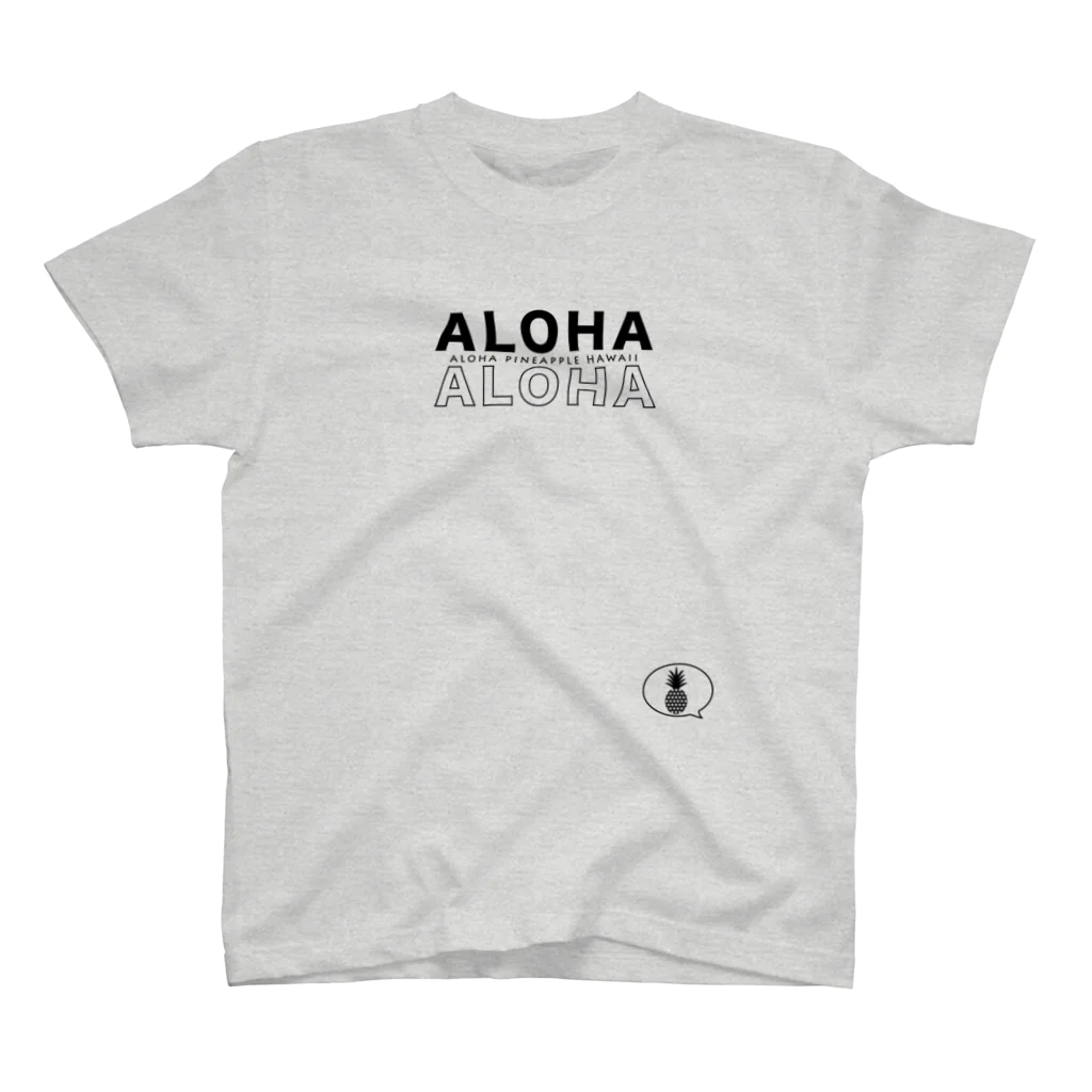 aloha_pineapple_hawaiiのALOHA ALOHA  吹き出しパイナップル 黒ロゴ 163 スタンダードTシャツ