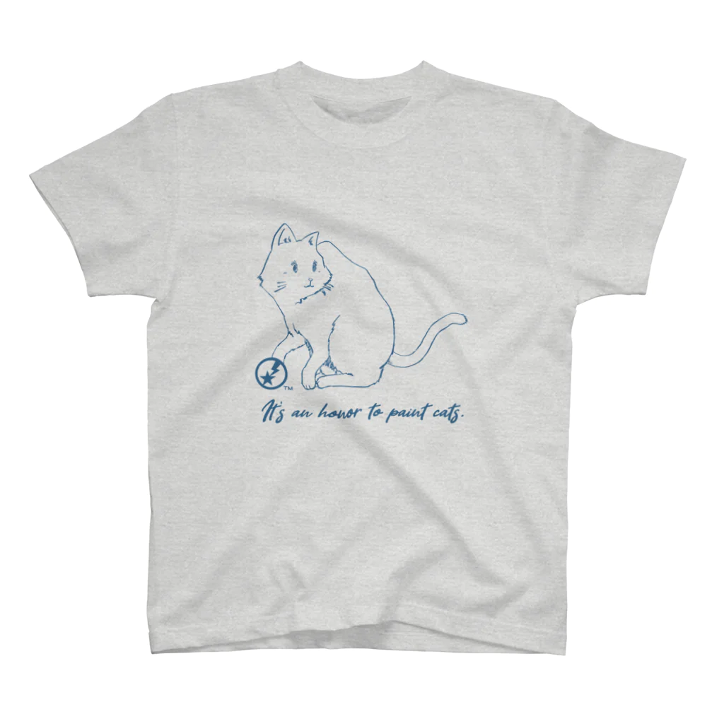 AMKWorksのさらり画（名言イラストT（猫 ブルー）） Regular Fit T-Shirt