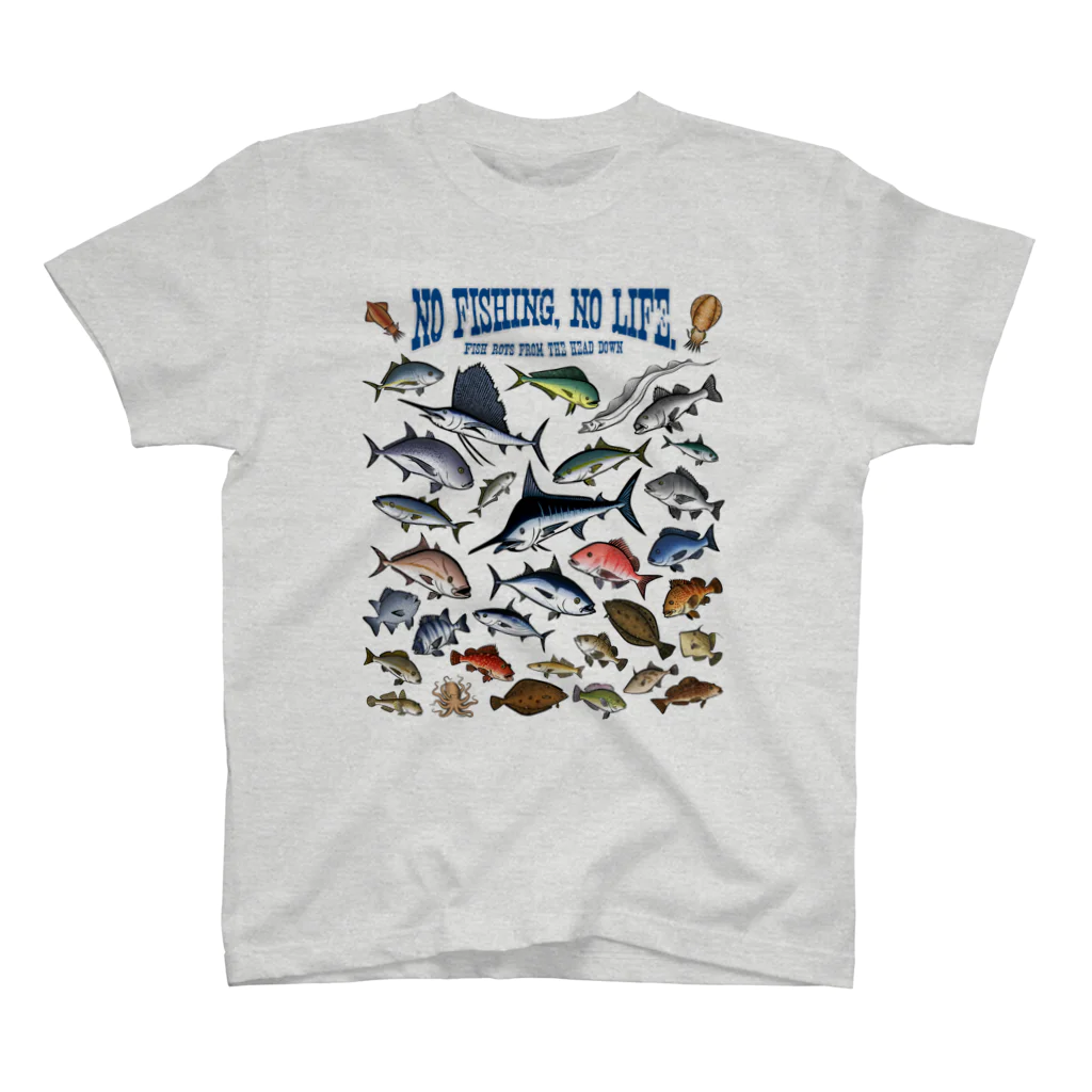 猫と釣り人のSaltwater fish_3C スタンダードTシャツ