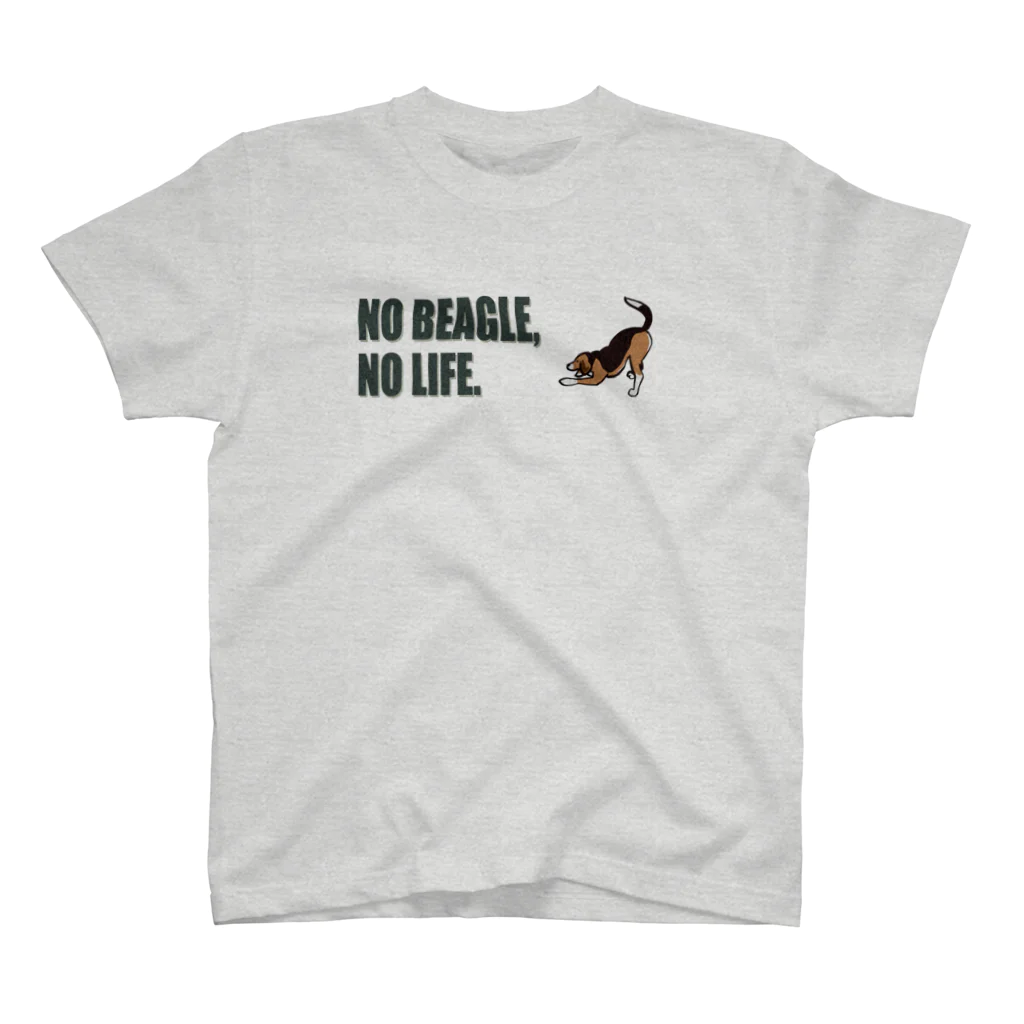 イラストカフェ（ビーグル）のNO BEAGLE, NO LIFE.シンプル スタンダードTシャツ