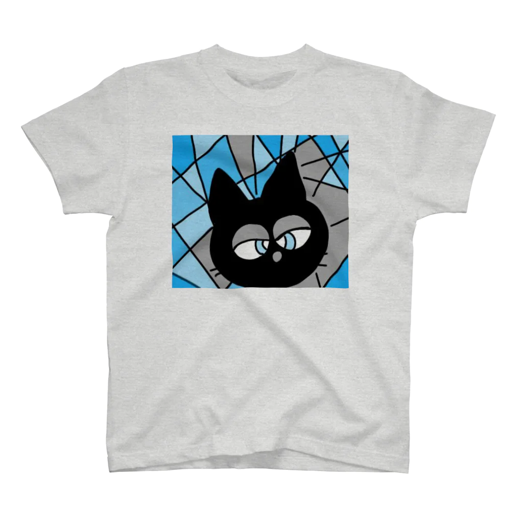 にゃおん×3のあーちゃんのQとな黒猫(お直ししたよ) スタンダードTシャツ