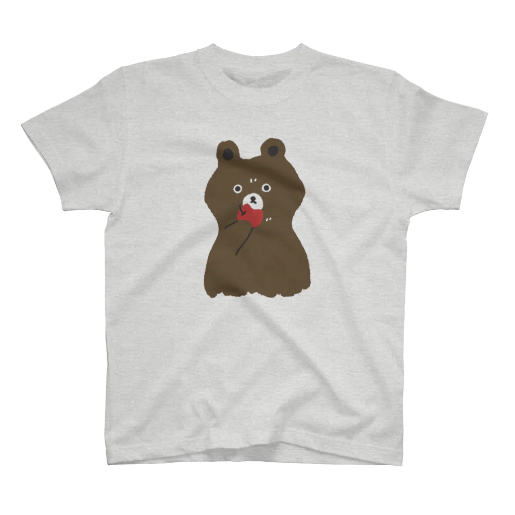 kuma shop “today’s kumachar”のkuma and apple / クマとリンゴ スタンダードTシャツ