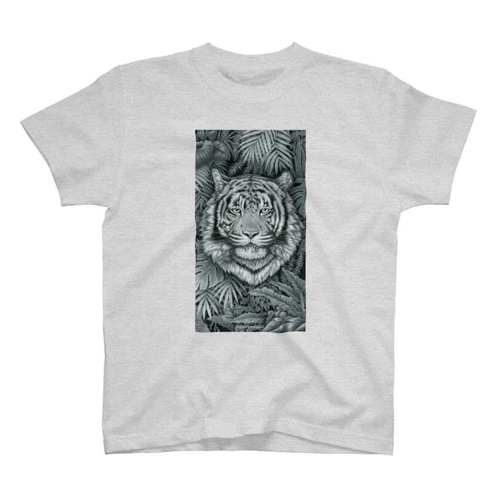 線描屋（ペン画）  ChirikoMatsuno のTiger（線画 トラ ペン画） スタンダードTシャツ