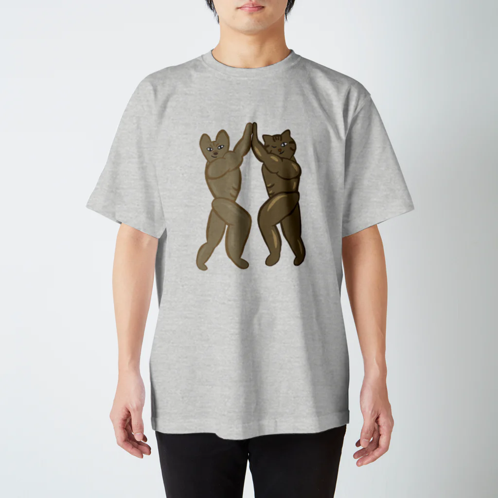 りのりのザウルスのイヌマッスル&ネコマッチョ(盟友) Regular Fit T-Shirt