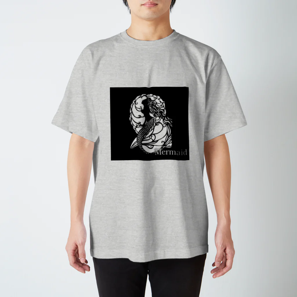 切り絵作家　MiHoの憂いの人魚姫・黒 Regular Fit T-Shirt