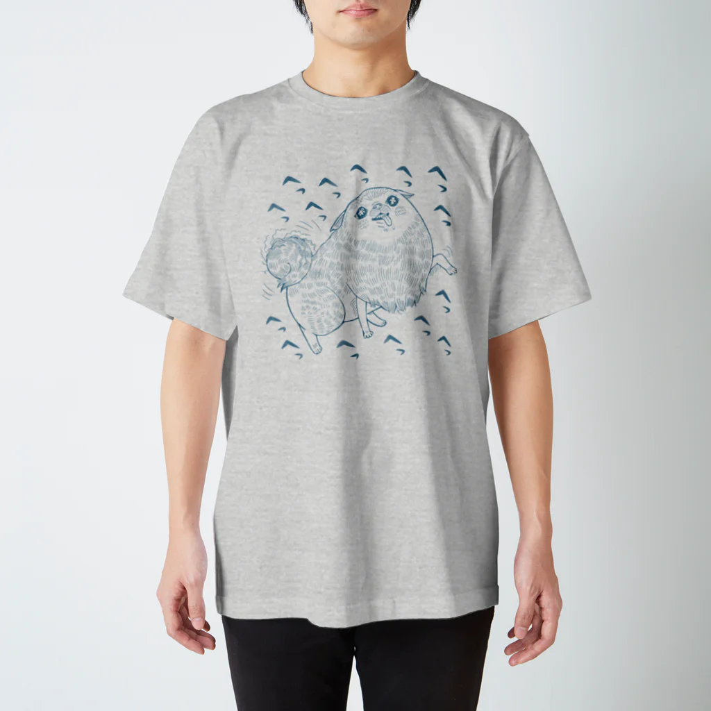 コミミの興奮ポメ(青線画) スタンダードTシャツ