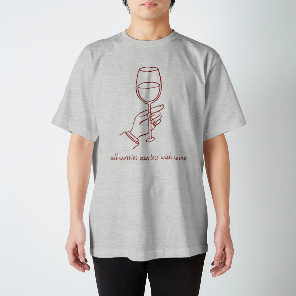 Blue chairのAll worries are less with wine. Regular Fit T-Shirt