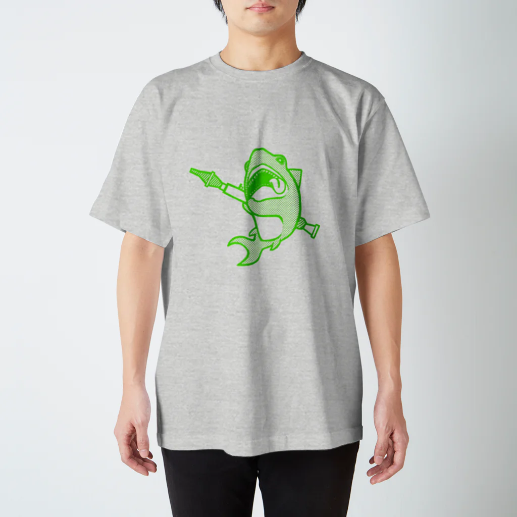 白虎堂の茶目鮫-ネオングリーン- スタンダードTシャツ